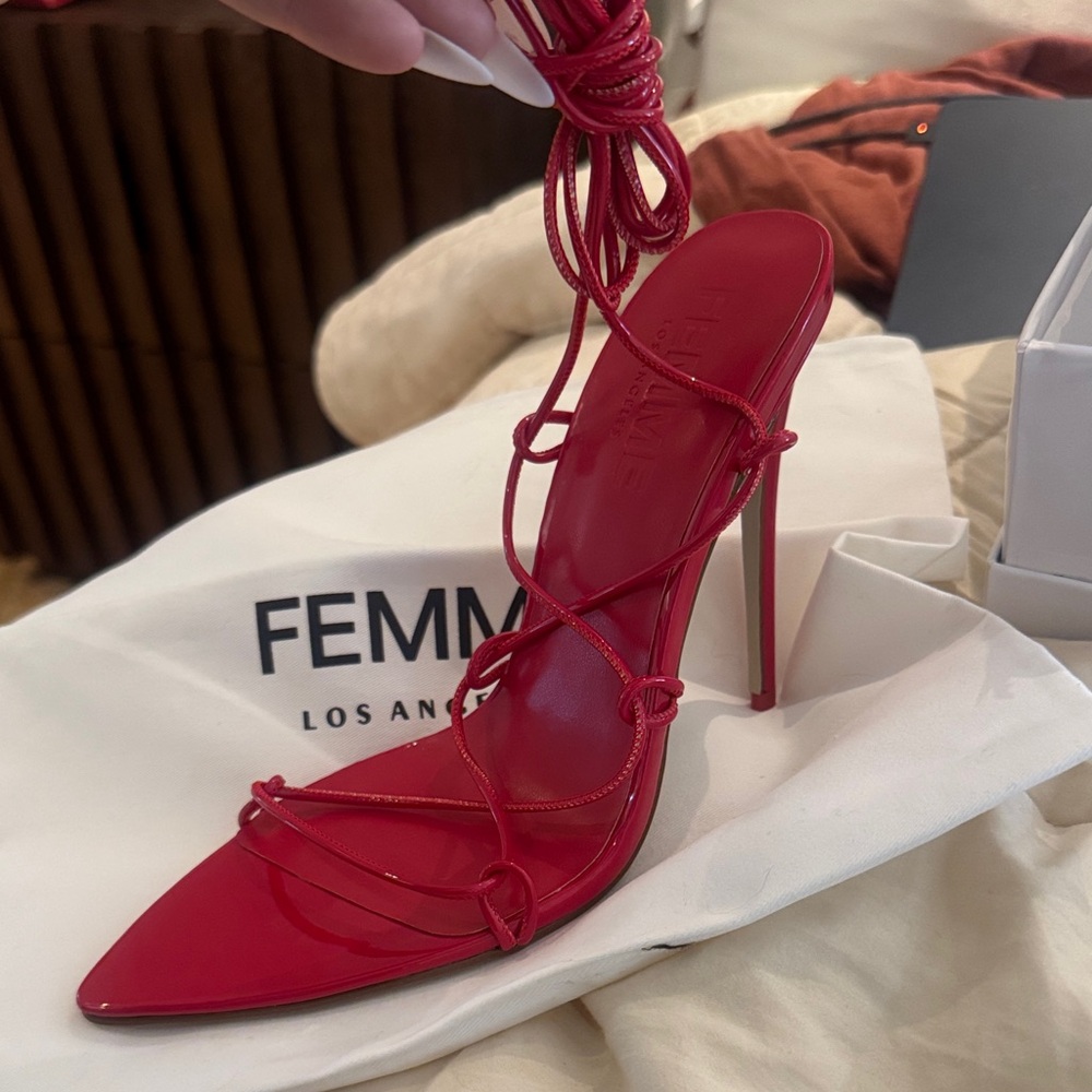 FEMME Los Angeles Red Strappy Heels